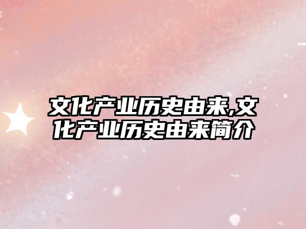 文化產(chǎn)業(yè)歷史由來,文化產(chǎn)業(yè)歷史由來簡介